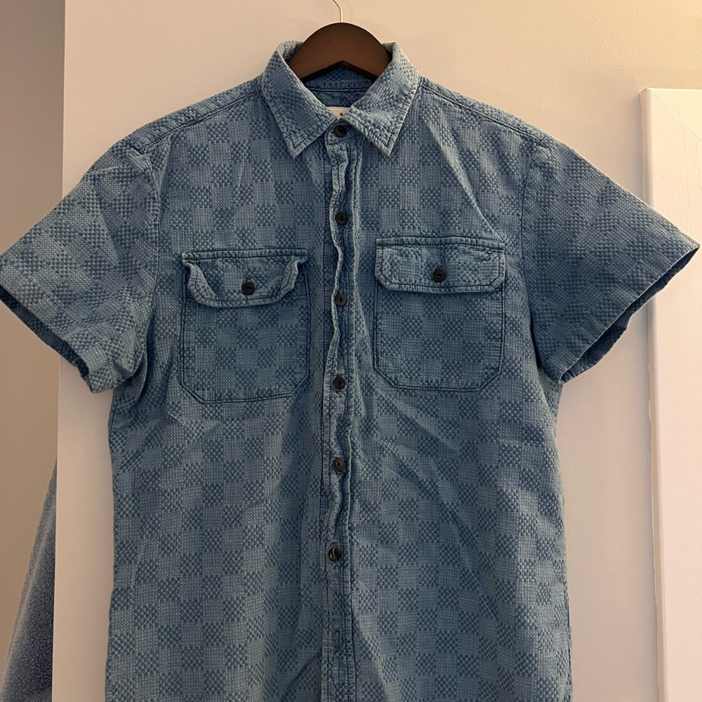 Imogene + Willie The Shoreline Shirt In Washed Indigo Check Men Size Small